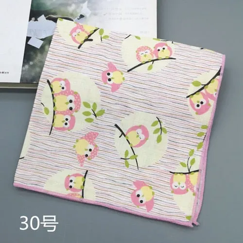 Handkerchiefs Women Kawaii Printing Simple Square Towel Pocket Elegant All-match Womens Leisure Female Cute Handkerchief Cotton