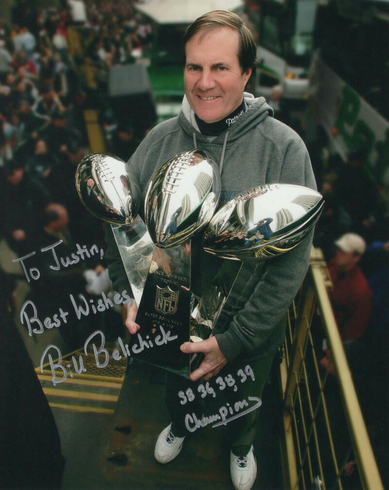 BILL BELICHICK SIGNED AUTOGRAPH 8x10 Photo Poster painting NEW ENGLAND PATRIOTS LEGENDARY COACH