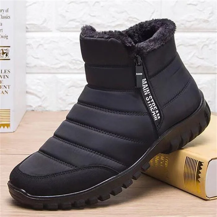 Christmas Hot Sale- Men's Waterproof Warm Cotton Zipper Snow Ankle Boots