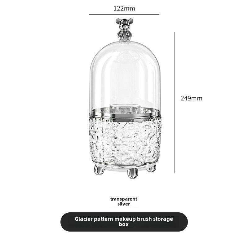 Glacier Pattern Rotatable Makeup Brush Tube Transparent Desktop Storage Bucket Dustproof Eyebrow Pencil With Lid Eye Shadow Pen Storage Tube