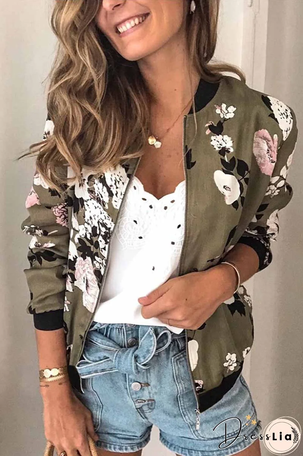 Casual Fashion Printed Round Neck Long Sleeve Jacket(3 Colors)