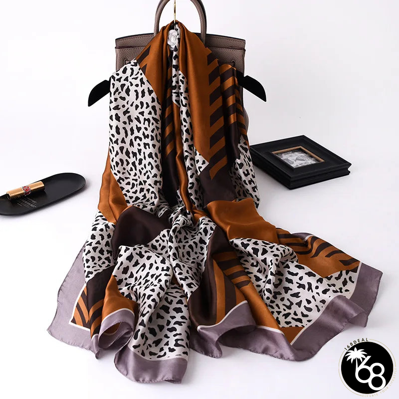 Women's Polyester Neck Wrap Leopard Pattern Luxury Beach Scarves | 168DEAL