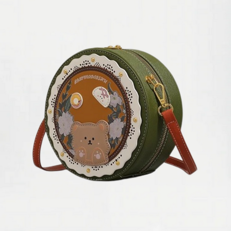 Cute Bear Flower Round Saddle Bag - 4Colors