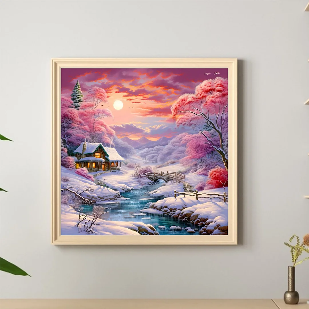 Diamond Painting - Full Round Drill - Snow Scene(Canvas|40*40cm)