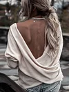 Loose  Casual Backless Knitting Sweatshirt
