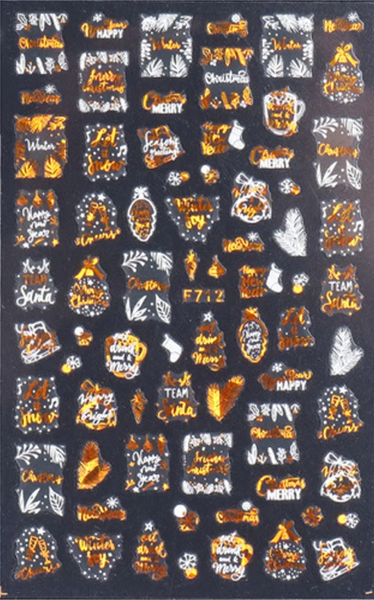 Churchf 1pcs Autumn Winter Nail Sticker Robin Snow Flower New Year Halloween Christmas 3D Decals Nail Art Design Decor Accessories-Nail Inspo