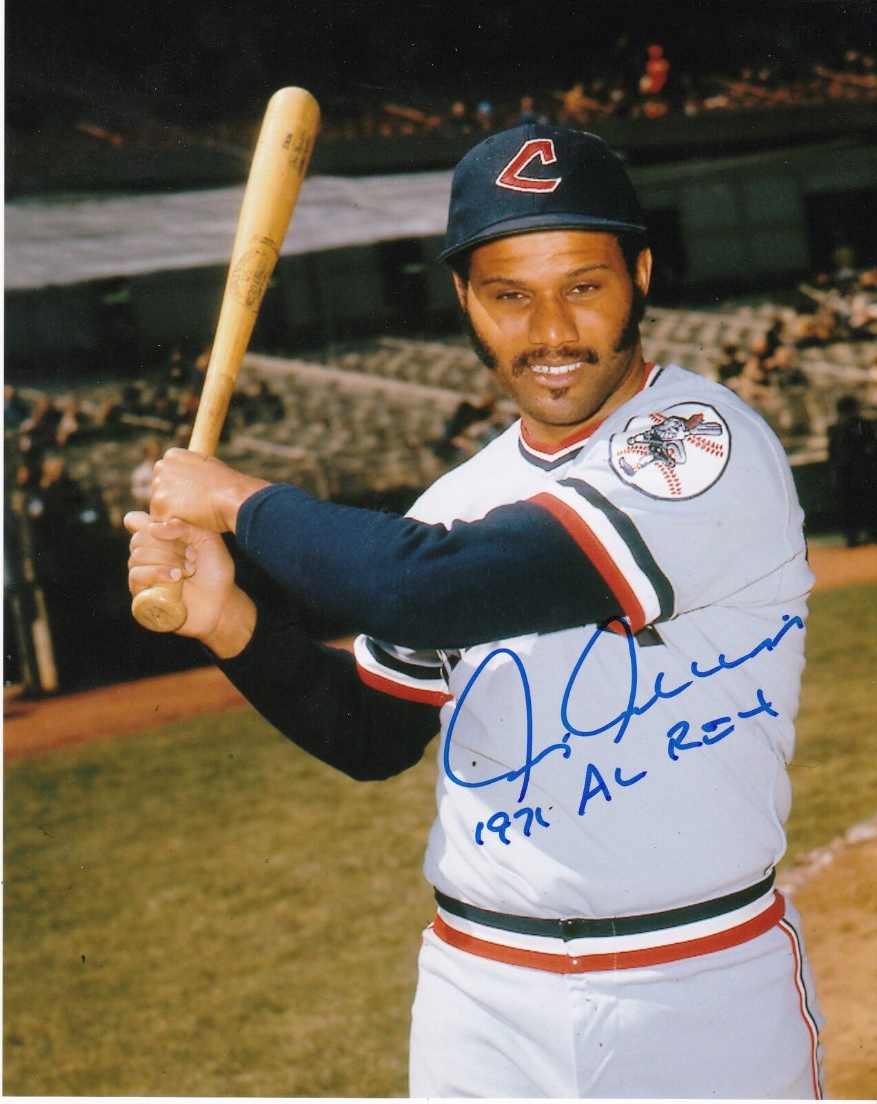 CHRIS CHAMBLISS CLEVELAND INDIANS 1971 AL ROY ACTION SIGNED 8x10