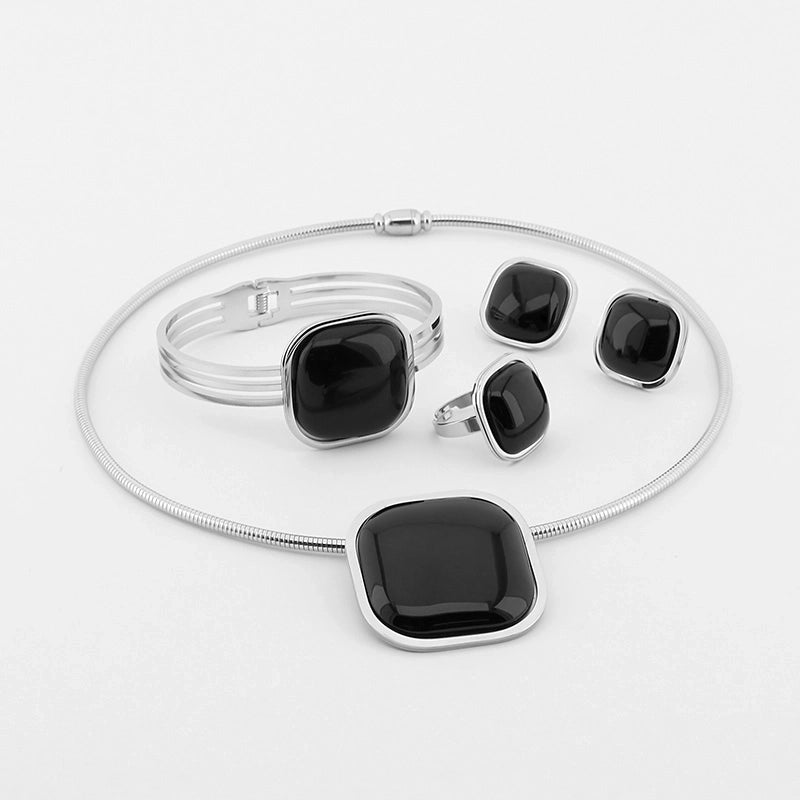 Minimalist Square 304 Stainless Steel 18K Gold Plated Jewelry Set