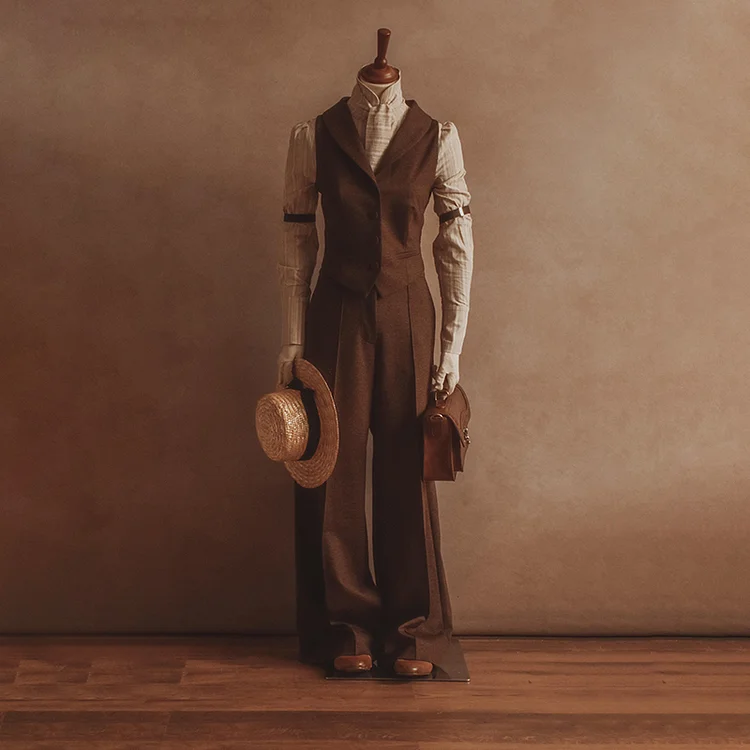 Ladies Retro Elegant Vest Pant Suit