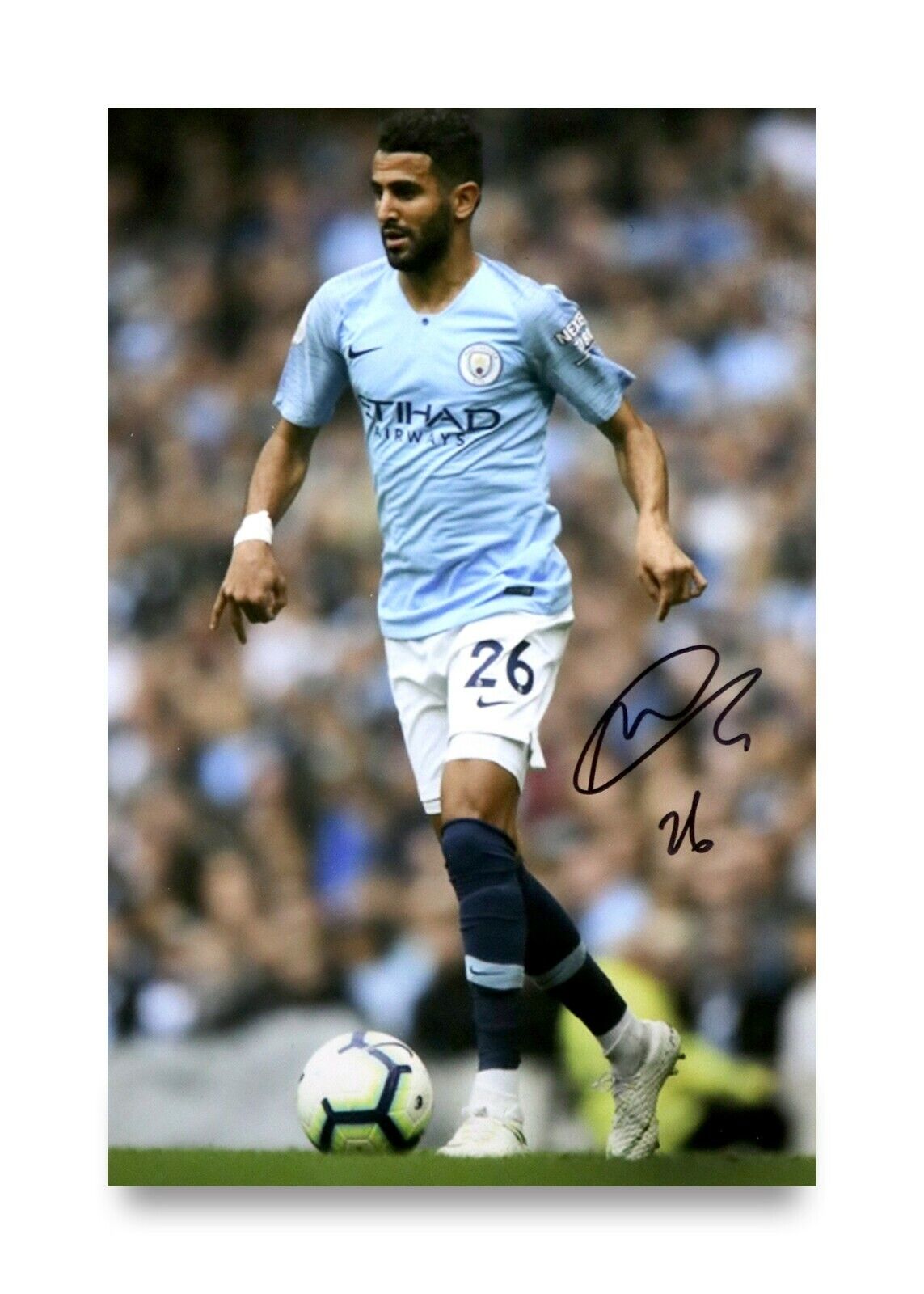 Riyad Mahrez Signed 6x4 Photo Poster painting Manchester City Algeria Genuine Autograph + COA