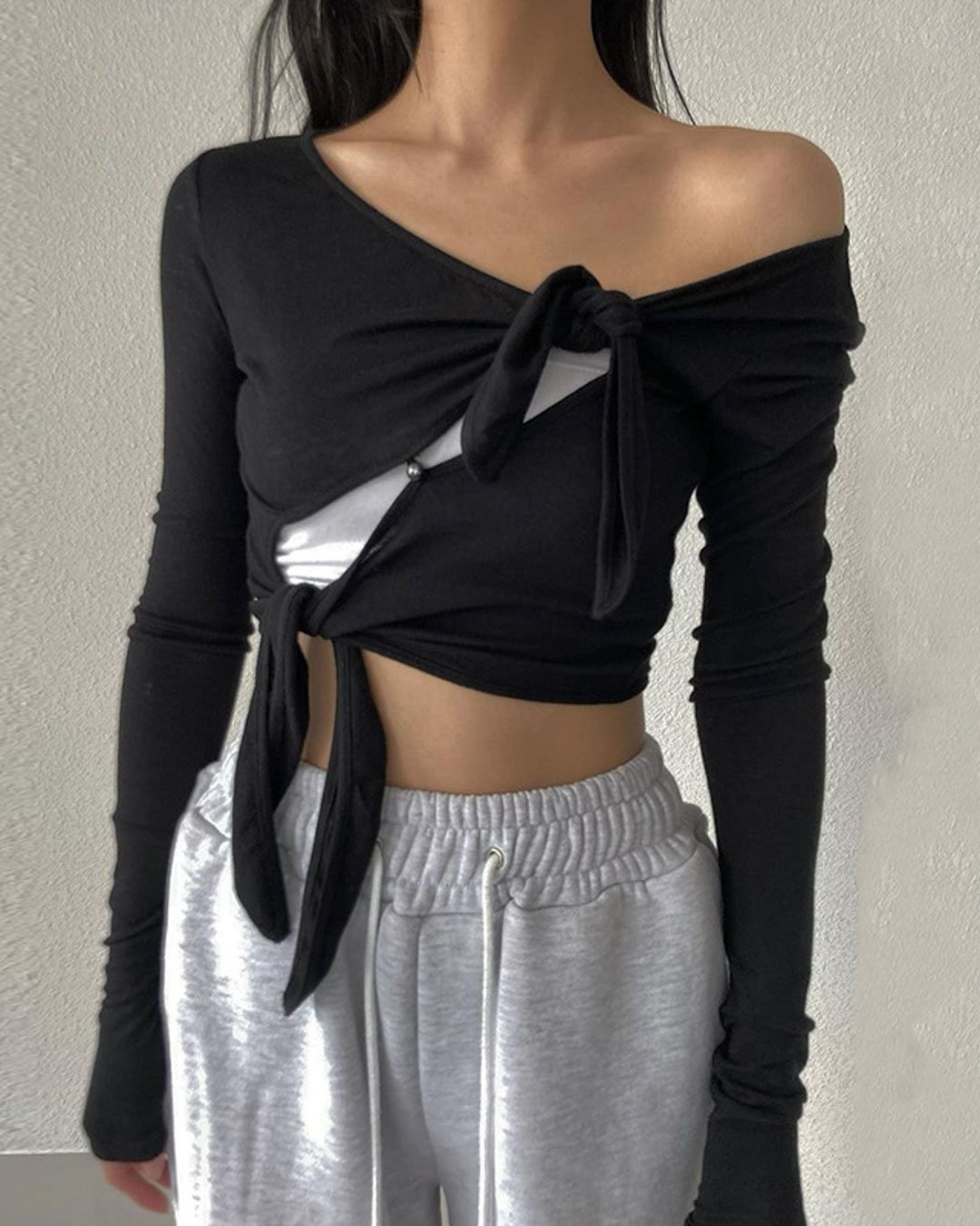 Fashionv-Cut-outs Knot Design Cropped Top