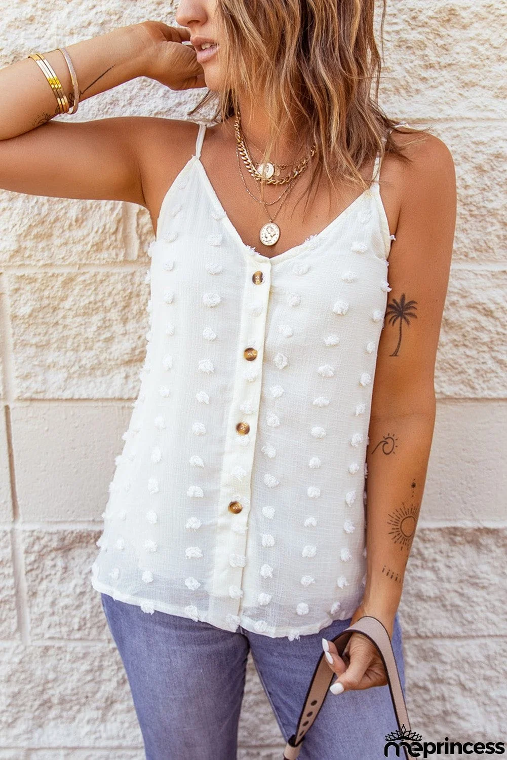 Beige Swiss Dot Tank