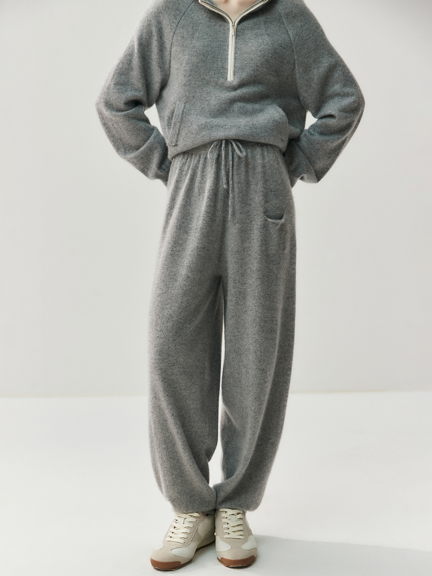 Women's High-Rise Cashmere Knit Pants REAL SILK LIFE