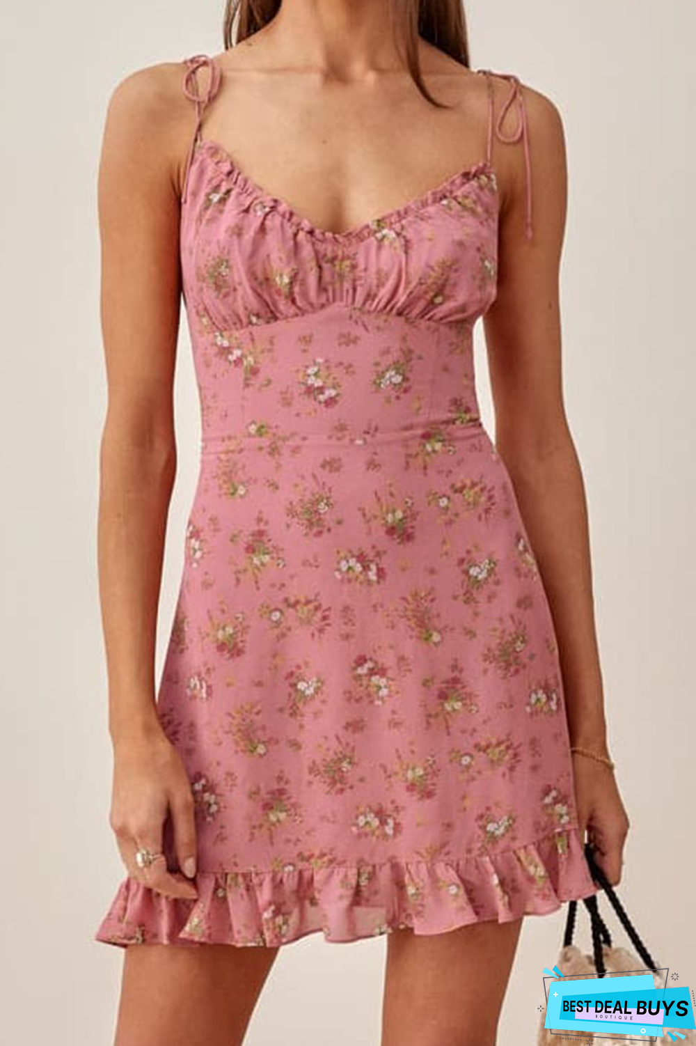 Elegant Floral Frenulum Stringy Selvedge V Neck A Line Dresses