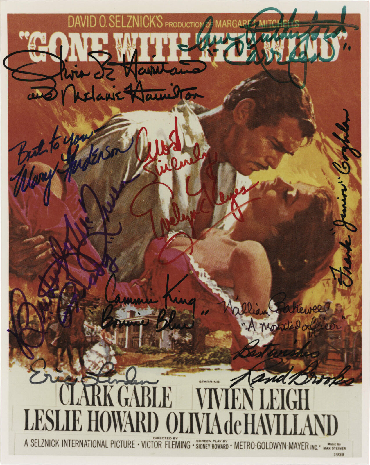 GONE WITH THE WIND' Film Cast Signed Photo Poster paintinggraph - Olivia de Havilland preprint