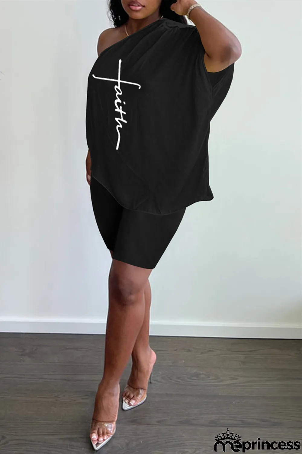 Red Fashion Casual Print Backless Oblique Collar Short Sleeve Two Pieces