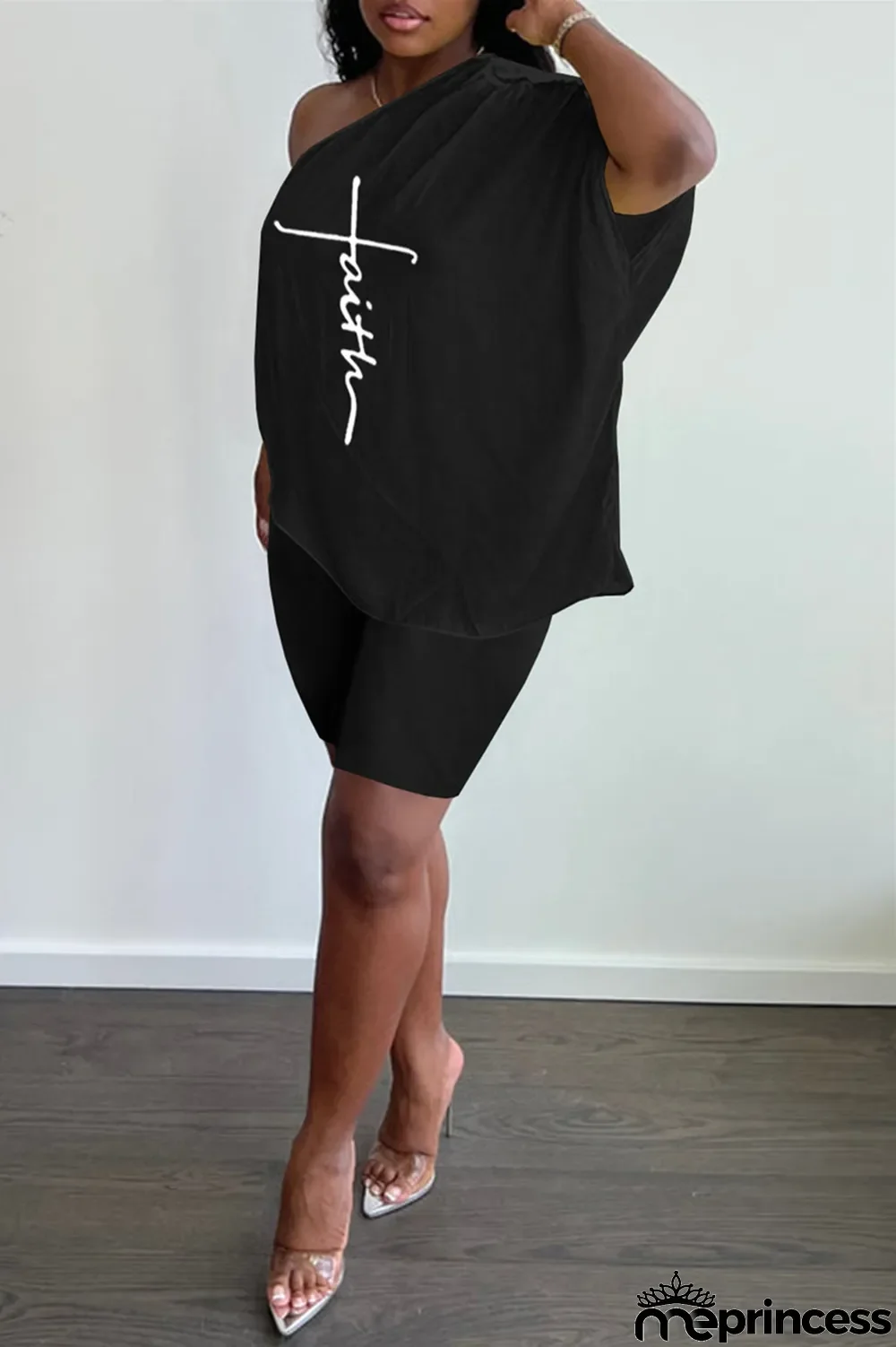 Red Fashion Casual Print Backless Oblique Collar Short Sleeve Two Pieces