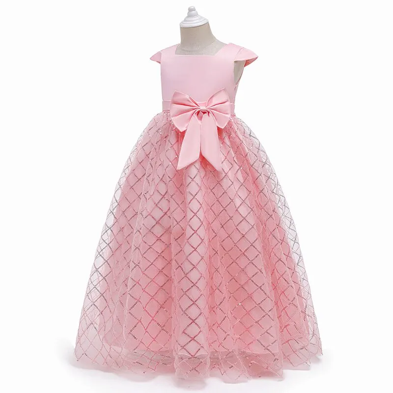New Big Children Long Skirt Bowknot Forging Children Dress School Performance Princess Dress Piano Performance Catwalk