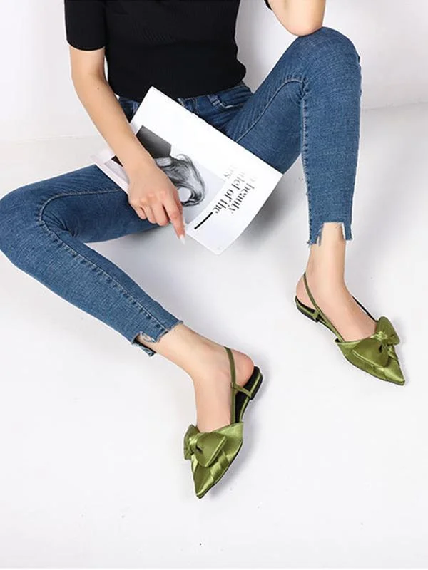 Fashion women's flat shoes with bow sandals