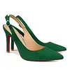 Women's 90mm Middle Heels Pointy Toe Red Bottom Slingback Pumps Suede