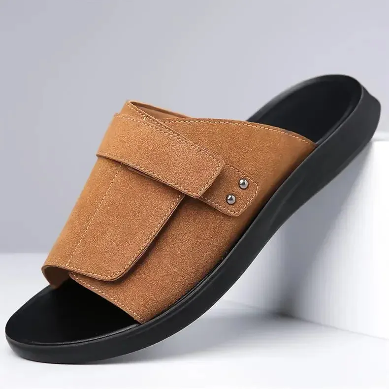 Men's Suede Leather Sandals &ndash; Cushioned Footbed &ndash; Adjustable Strap &ndash; view 2