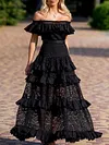 Off-The-Shoulder Falbala Split-Joint Maxi Dress