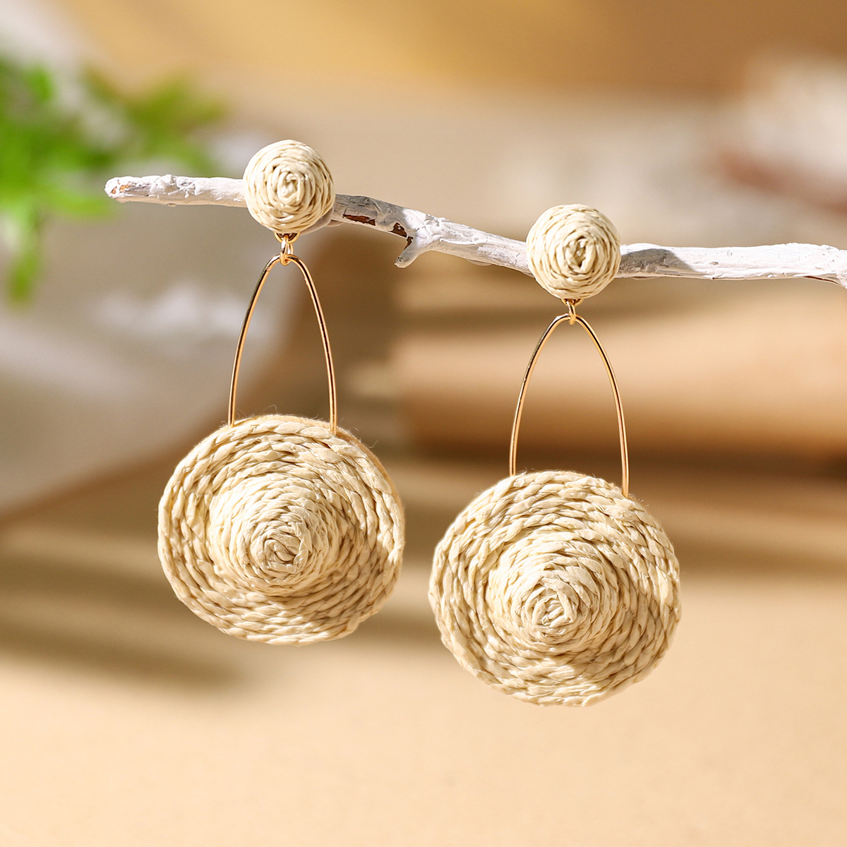 Women's Holiday Bohemian Style Raffia Hand-woven Earrings