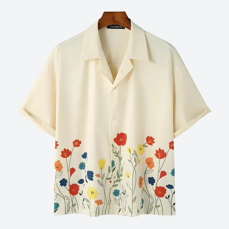 Brownm Sleeve Flowers Shirt