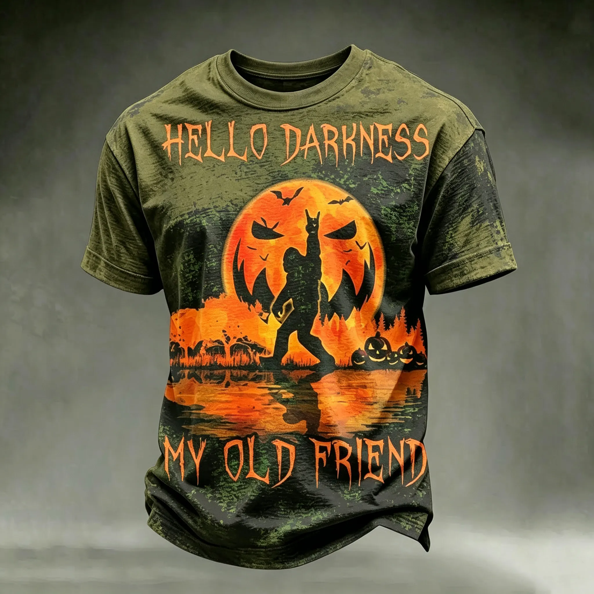 Men's Retro Hippie Style Halloween Print T-shirt artswardrobe