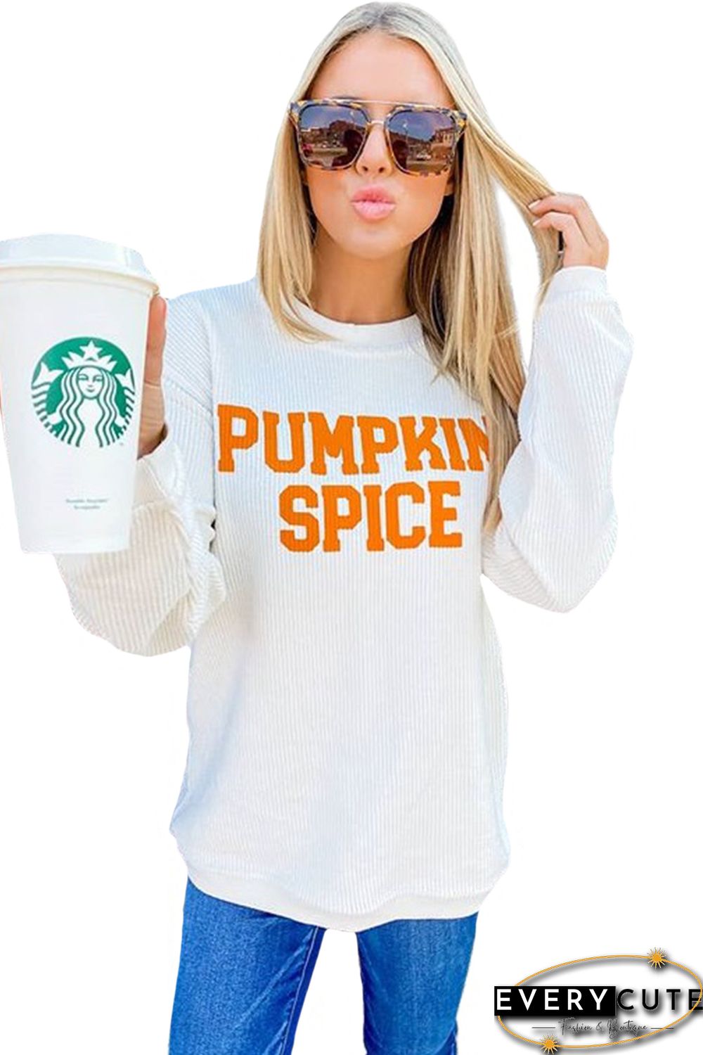 PUMPKIN SPICE Graphic Pullover Knit Top