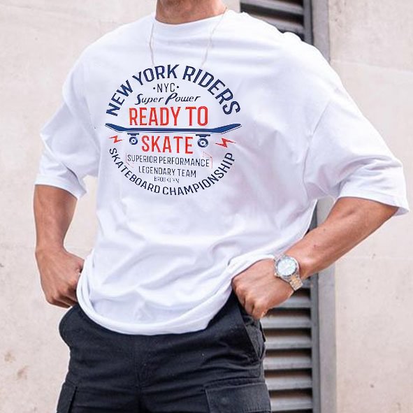 Men's Skateboard Oversized Cotton T-Shirt、、URBENIE