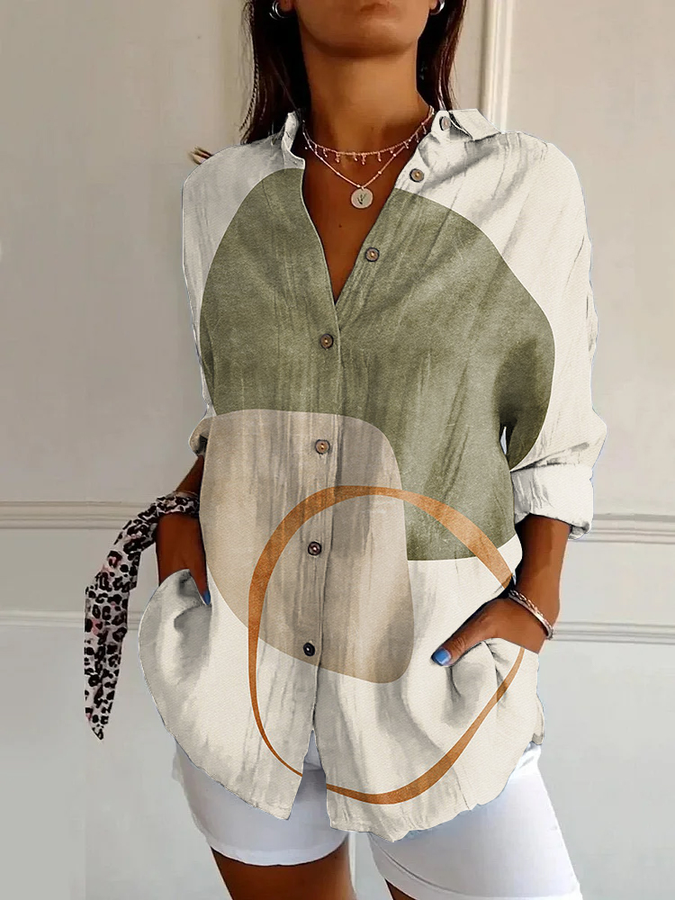 Tropical Leaves Abstract Art Bohemian Long Sleeve Shirt