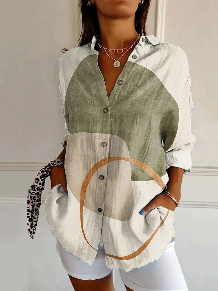Tropical Leaves Abstract Art Bohemian Long Sleeve Shirt
