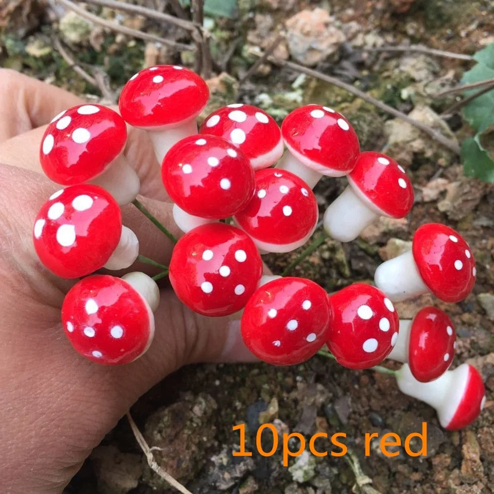 Mini Red Mushroom Rabbits Ducks Tortoise Garden Ornament Miniature Plant Pots Fairy Micro Miniatures Foam Fairy Garden Supplies