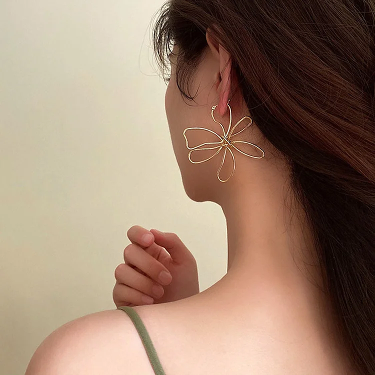 Daily Retro Minimalist Line Flower Earrings