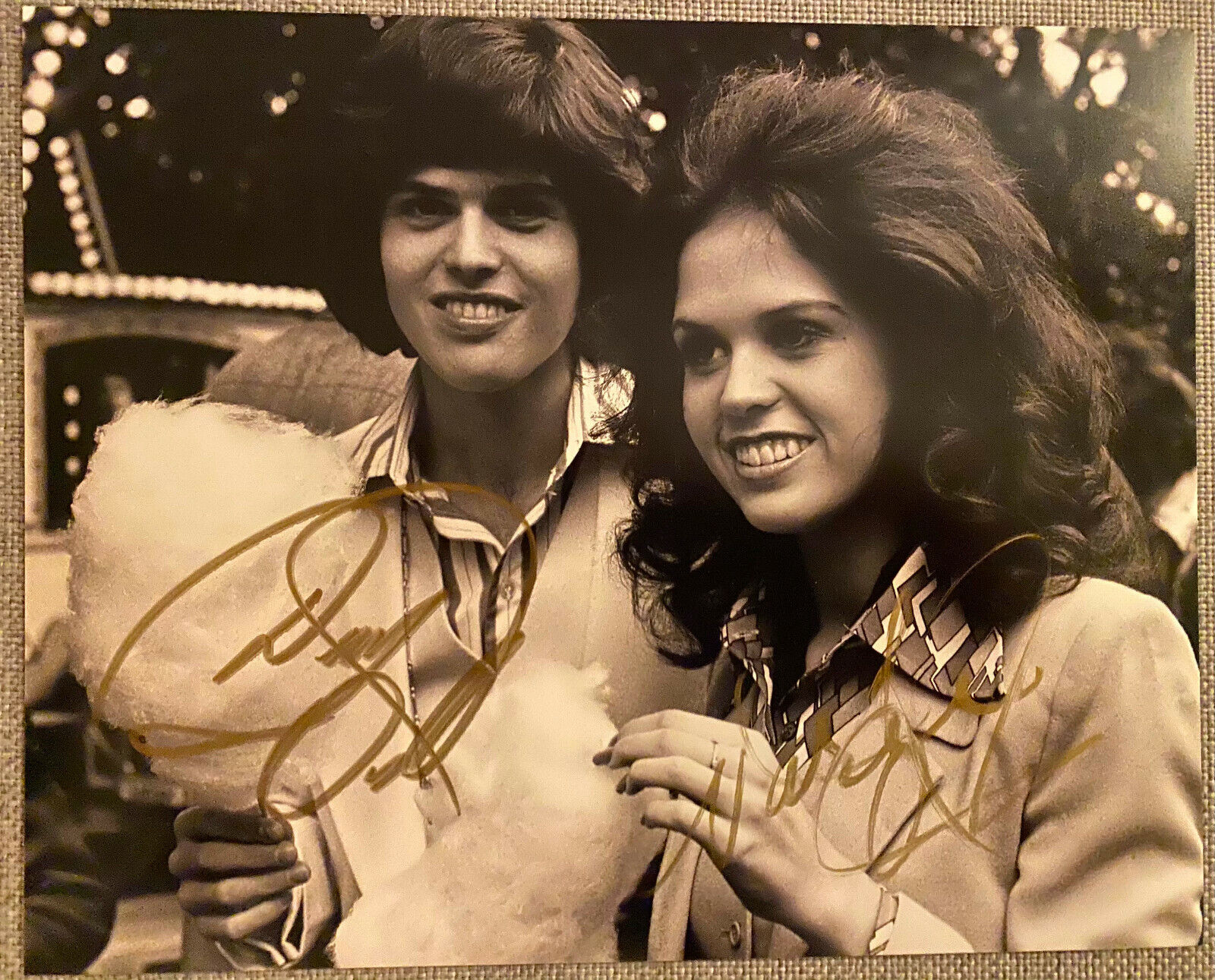 DONNY OSMOND & MARIE OSMOND SIGNED IN-PERSON 8X10 B&W Photo Poster painting - RARE, AUTHENTIC