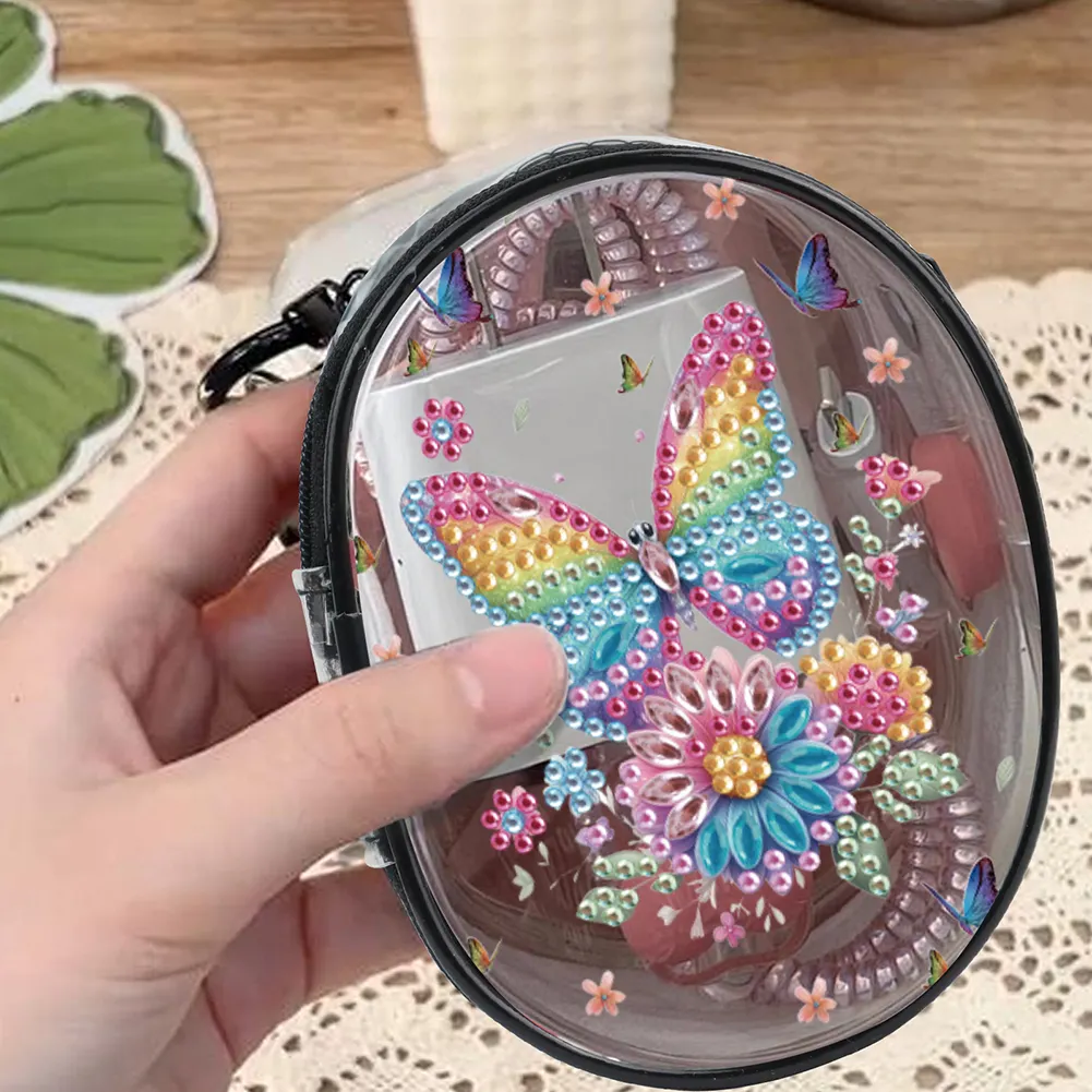 DIY PVC Butterfly Partial Special Shaped Diamond Painting Zipper Wallet Purse