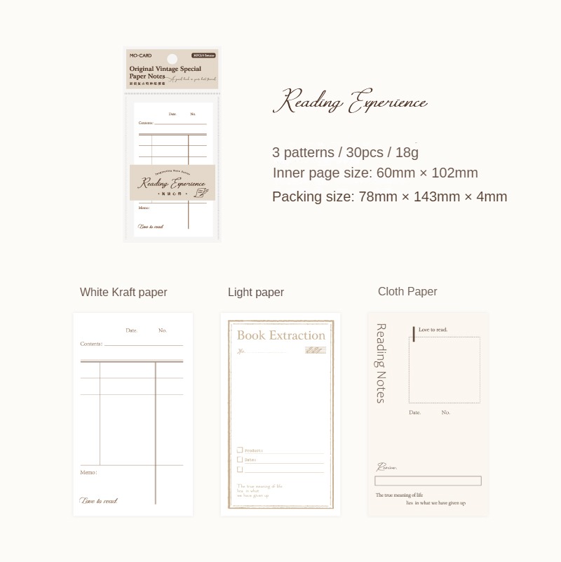 Journalsay 30 Sheets Inspiration Note Series Vintage Special Paper Memo Pad