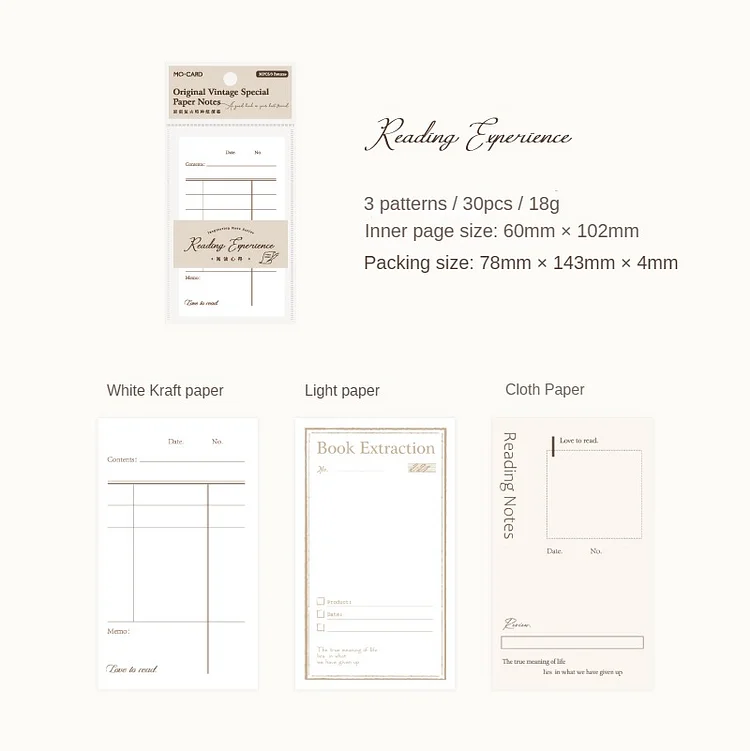 Journalsay 30 Sheets Inspiration Note Series Vintage Special Paper Memo Pad