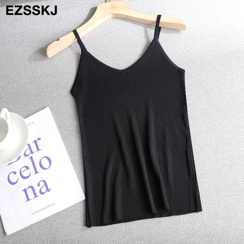 spring summer Women o-neck Knitted tank top baisc camis casual Sleeveless vest Female slim tanks short top