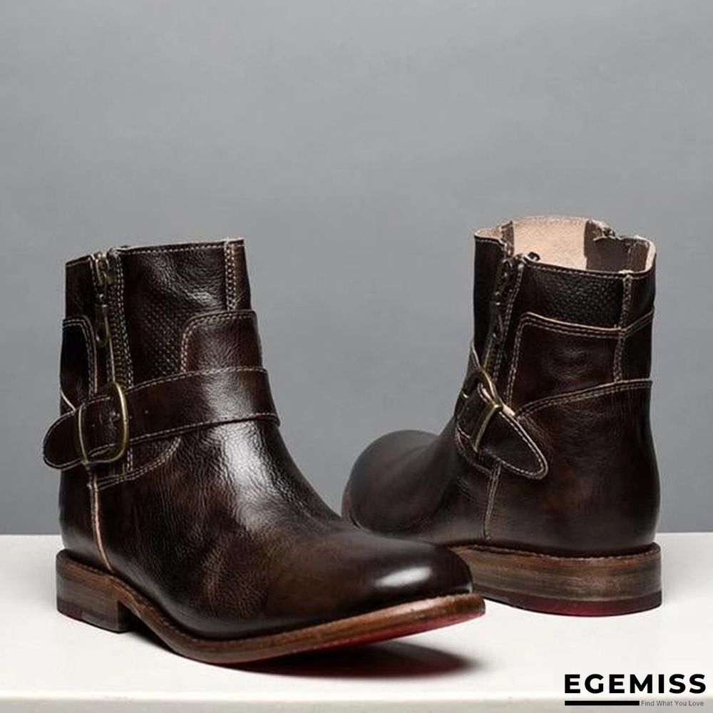 Fashion Zipper Low Heel Martin Boots | EGEMISS