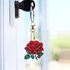 (US Only)6Pcs DIY Flower Special Shape 5D Diamond Art Keychain for Birthday Gift