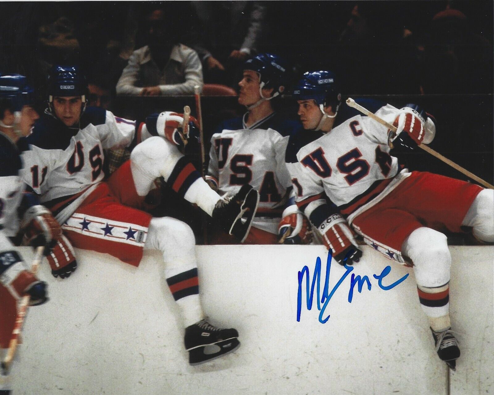 Signed 8x10 MIKE ERUZIONE USA 1980 GOLD MEDAL Autographed Photo Poster painting - COA
