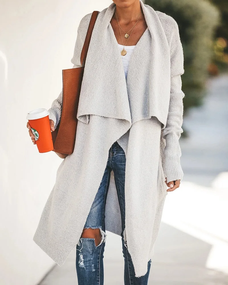 Fitshinling Bohemian Long Sweater Cardigan Women Knitwear Turn-Down Collar Winter Coat Female Holiday Oversized Cardigans Sale