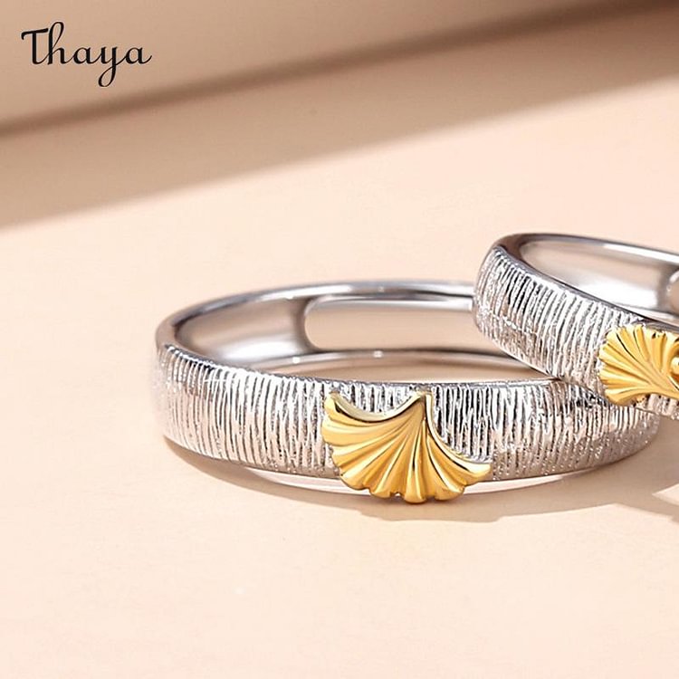 Thaya 925 Silver Leaf Couple Rings