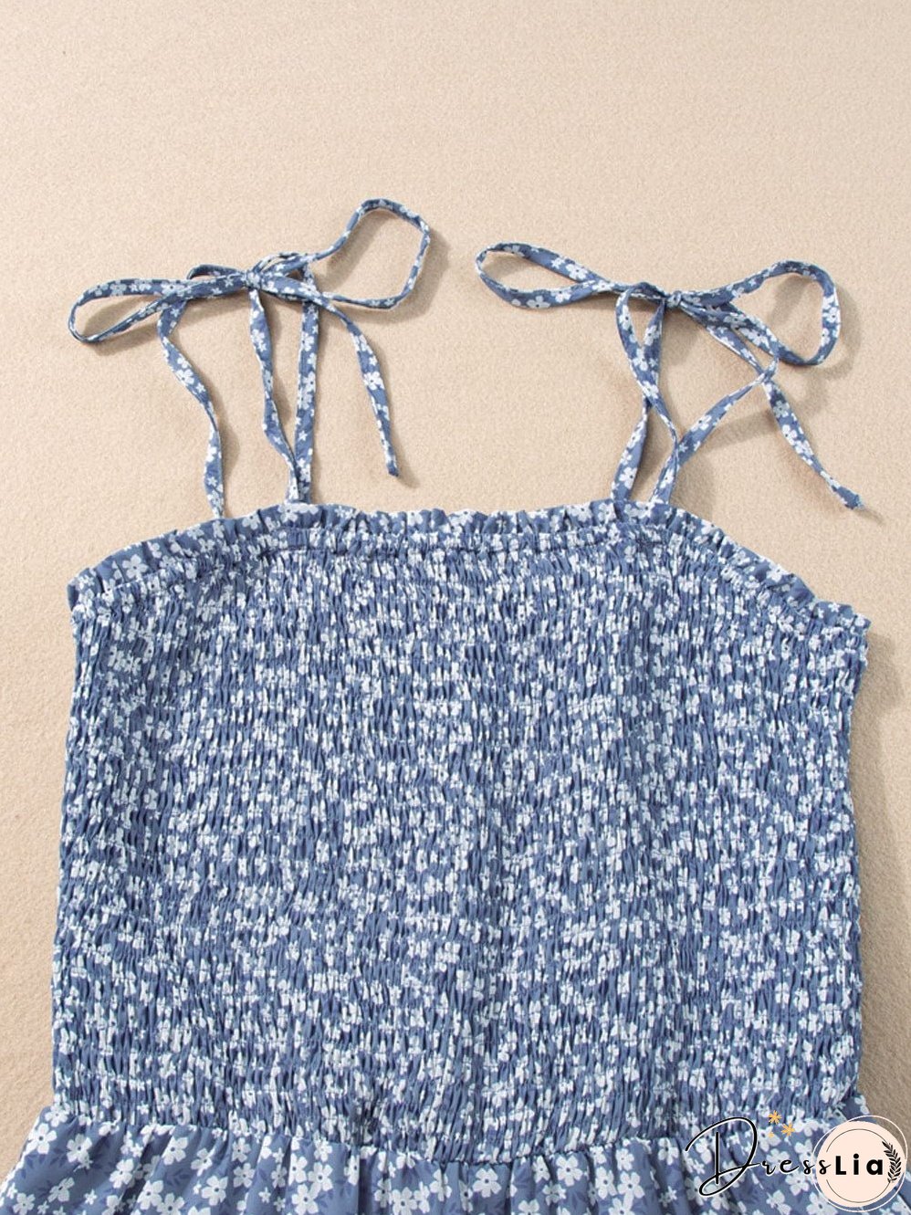 Blue Twilight Floral Dream Jumpsuit with Smocked Bodice and Delicate Straps