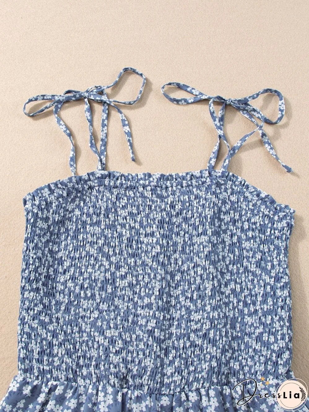 Blue Twilight Floral Dream Jumpsuit with Smocked Bodice and Delicate Straps