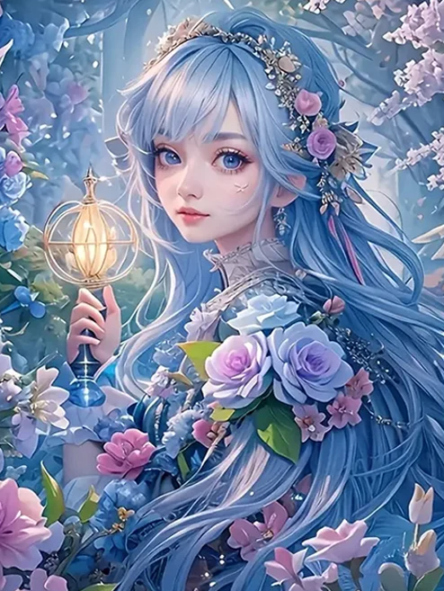 Fantasy flower girl (40*60cm) AB Round Drill Diamond Painting gbfke