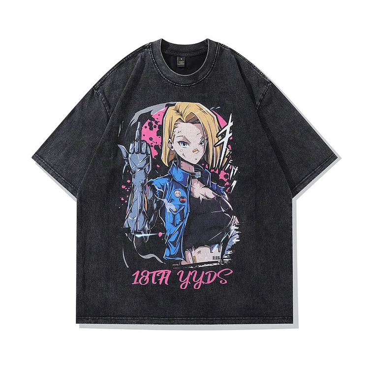 Pure Cotton Dragon Ball Android 18 Aesthetic T-shirt weebmemes