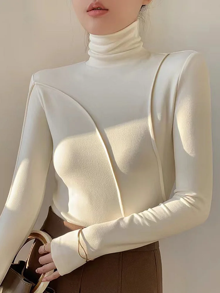 Daily Stand Collar Seam Detail Double-Faced Pile Warm Stretchy Top
